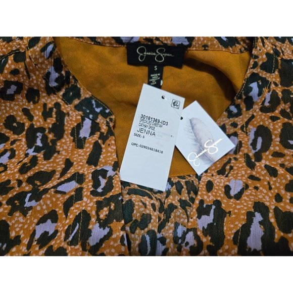 Jessica Simpson Women Cathay Spice Animal Print Split Neck Blouse Top (S) NWT - Picture 6 of 11